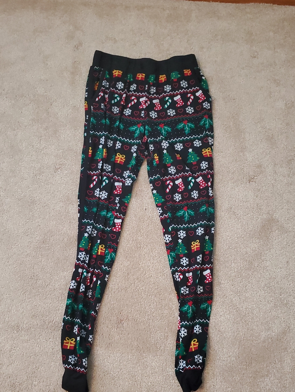 No Boundaries Black Christmas Print Joggers womens Small 3-5